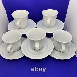 Pillivuyt Williams Sonoma Queen Anne Cups and Saucers Set Of 5 France Porcelain