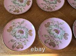 Pink Floral Gold Trim RRW KPM Bavaria Porcelain Cup & Saucer Set Of 6 Germany