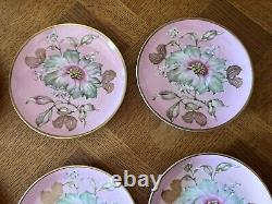 Pink Floral Gold Trim RRW KPM Bavaria Porcelain Cup & Saucer Set Of 6 Germany