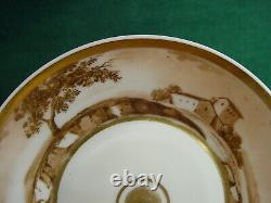 Popov or Continental Cup Saucer Landscape Porcelain Antique 19th Century 1800-20