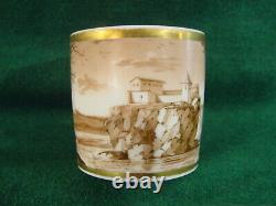 Popov or Continental Cup Saucer Landscape Porcelain Antique 19th Century 1800-20