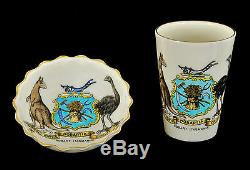 Porcelain Beaker and Saucer with Hobart, Tasmania coat of arms by W. H. Goss