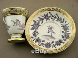 Porcelain Cup & Saucer Paris Empire By Dagoty Around 1800