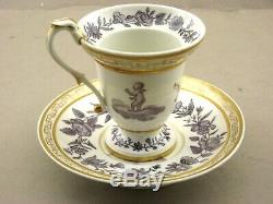 Porcelain Cup & Saucer Paris Empire By Dagoty Around 1800