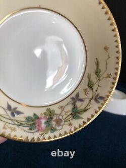 Porcelain Demitasse Cup and Saucer Set 1940s European Fine China Flora Fauna