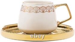 Porcelain Green Gold Coffee Cup Set for 6 12 Pc Espresso Cups & Saucers