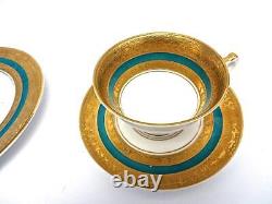 Porcelain H&G Bavaria Heavy Gold Encrusted 3 Piece set Cup Saucer & Underplate