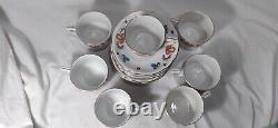 Porcelain Norway Farmers Rose Cup & Saucer Set Of 7