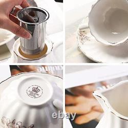 Porcelain Tea Sets British Royal Series, 8 OZ Cups & Saucer Service for 6, wi