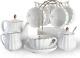 Porcelain Tea Sets British Royal Series, 8 Oz Cups& Saucer Service For 6, With T