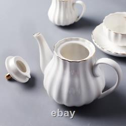 Porcelain Tea Sets British Royal Series, 8 OZ Cups& Saucer Service for 6, with T