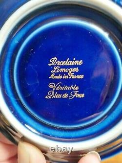 Porcelaine, Limoges Laurel Gold Encrusted Cobalt Blue Demitasse Cup & Saucer Set