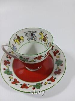 Porsgrund Porcelain Wedding Procession Small Cup And Saucer Red Norway