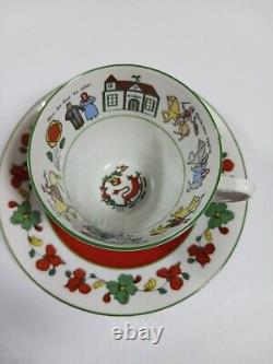 Porsgrund Porcelain Wedding Procession Small Cup And Saucer Red Norway