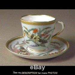 Quality! Royal Worcester Antique Porcelain CUP & SAUCER Heather Hand Painted