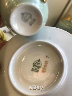 RARE 10 Cup 10 Saucer Vintage Zeh Scherzer Bavaria 14 piece Porcelain Coffee Set