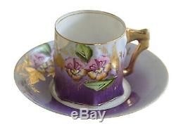 RARE Antique Coffee Tea Pair Saucer Cup Kuznetsov Verbilki Russia Porcelain XIXc