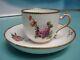 Rare Antique Early Sevres Hand Painted Flower Porcelain Gilt French Tea Cup Duo