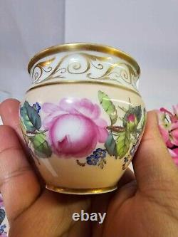 RARE Antique KPM Royal Berlin Cup & Saucer Pink Rose Swan Handle porcelain- READ