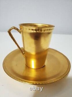 RARE Limoges Coiffe Mark Cup Saucer Gold Porcelain