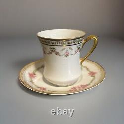 RARE SET! Limoges GOLD/WHITE porcelain Set Of 7 Cups/saucer