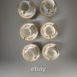 RARE SET! Limoges GOLD/WHITE porcelain Set Of 7 Cups/saucer