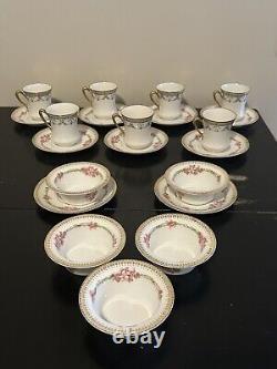 RARE SET! Limoges GOLD/WHITE porcelain Set Of 7 Cups/saucer