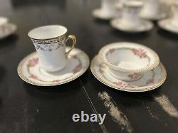 RARE SET! Limoges GOLD/WHITE porcelain Set Of 7 Cups/saucer