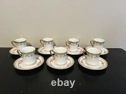 RARE SET! Limoges GOLD/WHITE porcelain Set Of 7 Cups/saucer