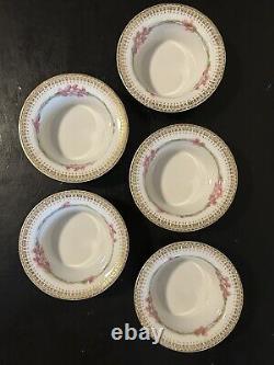 RARE SET! Limoges GOLD/WHITE porcelain Set Of 7 Cups/saucer