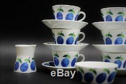 RARE Vintage 18 pcs Set Gustavsberg Prunus Stig Lindberg Cups, Saucers, Bowl
