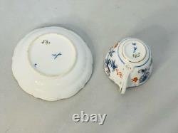 RARE Vintage Germany Meissen Porcelain Blue Onion Pattern RED & GOLD Cup Saucer