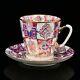 Russian Imperial Lomonosov Porcelain Set Tea Cup Saucer Pink Patterns Gold Rare