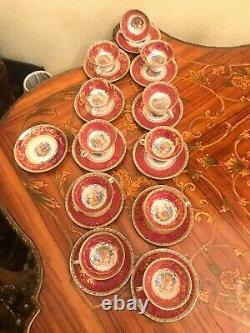 Rare 11 Cups 12 Saucers German Bavaria Rococo Porcelain Handpaited Coffee Set