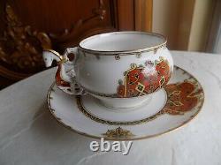 Rare 1884-1917 Kornilov Bros Russian Porcelain Horse Handle Tea Cup & Saucer