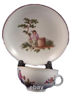 Rare 18thC Royal Vienna Porcelain Scenic Cup & Saucer Porzellan Tasse Wien Scene