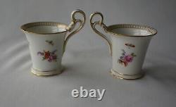 Rare 19thC Meissen Porcelain Demitasse Cup And Saucer, Swan Handle, Set of 2