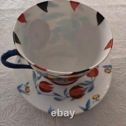 Rare Antique 1919 Soviet Era Avant Garde Style Porcelain Tea Cup And Saucer