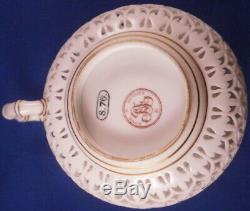 Rare Antique 19thC Sevres Porcelain Reticulated Cup & Saucer Porzellan Tasse