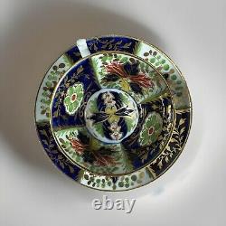 Rare Antique Coalport Tea Cup & Saucer London Handle Blue & Gold Floral England