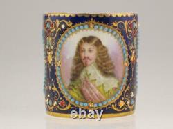 Rare Antique French 18th Century Sevres Porcelain Cup Saucer King Louis XIII