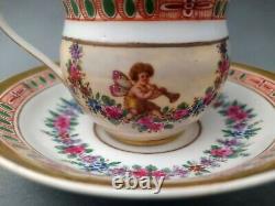 Rare Antique hand painted Meissen porcelain Cup & Saucer 1st wahl around 1830