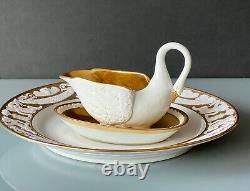 Rare Design Antique Porcelain Swan Cup and Saucer Mark M Imp de Sevres 19th c