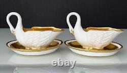 Rare Design Antique Porcelain Swan Cup and Saucer Mark M Imp de Sevres 19th c