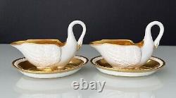 Rare Design Antique Porcelain Swan Cup and Saucer Mark M Imp de Sevres 19th c