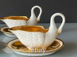 Rare Design Antique Porcelain Swan Cup and Saucer Mark M Imp de Sevres 19th c