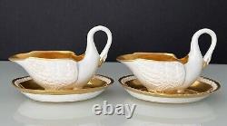 Rare Design Antique Porcelain Swan Cup and Saucer Mark M Imp de Sevres 19th c