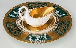 Rare Design Antique Porcelain Swan Cup and Saucer Mark M Imp de Sevres 19th c