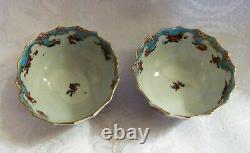 Rare Pair of Worcester First Period Porcelain Cups 18th Century Jabberwocky