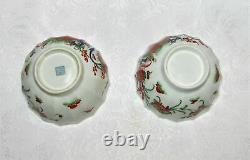 Rare Pair of Worcester First Period Porcelain Cups 18th Century Jabberwocky